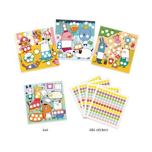 Stickers des petits - Avec des gommettes rondes Djeco Ikaipaka