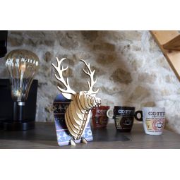 Trophée à poser animaux en bois Renne Agent PAPER Ikaipaka jeux