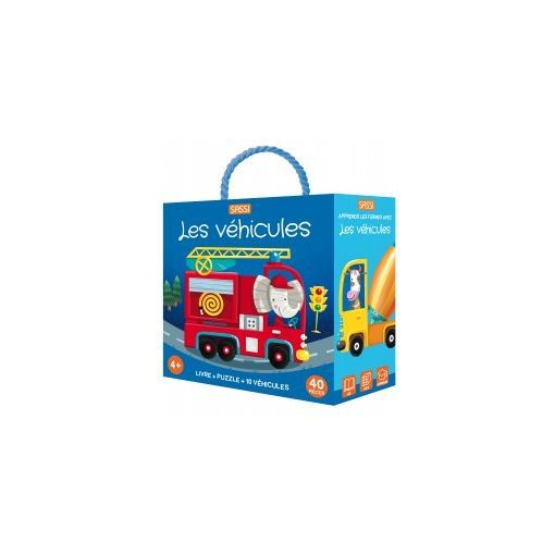 Puzzle 40p Q-BOX - Les Vehicules + livre Sassi Ikaipaka jeux &