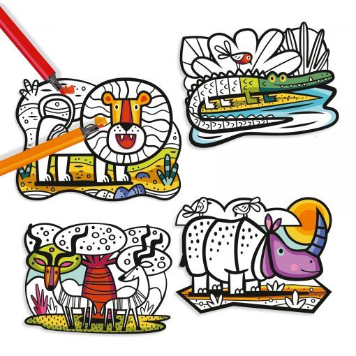 Coloriage velours Animaux de la savane Djeco Ikaipaka jeux &