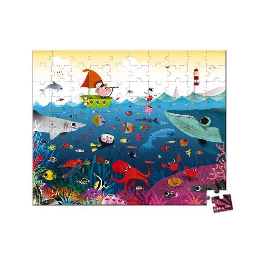 Puzzle 100p Le monde sous-marin janod Ikaipaka jeux & jouets
