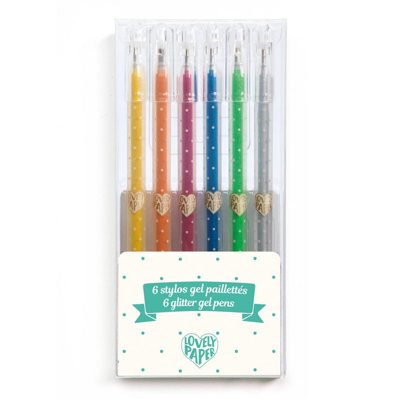 6 stylos Gel Pailletés Djeco Ikaipaka jeux & jouets Royan