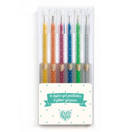 6 stylos Gel Pailletés Djeco Ikaipaka jeux & jouets Royan