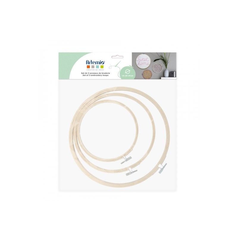 Set 3 anneaux Broderie 15, 20 et 25 cm Artemio Ikaipaka jeux &