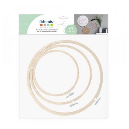 Set 3 anneaux Broderie 15, 20 et 25 cm Artemio Ikaipaka jeux &