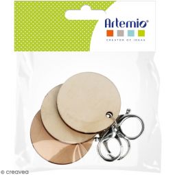 3 porte-clefs ronds bois Artémio Artemio Ikaipaka jeux & jouets