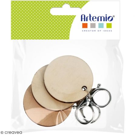 3 porte-clefs ronds bois Artémio Artemio Ikaipaka jeux & jouets