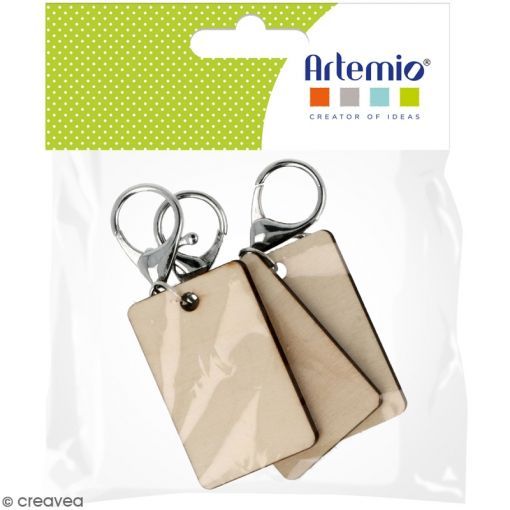 3 porte-clefs rectangle bois 55x35x5mm Artémio Artemio Ikaipaka
