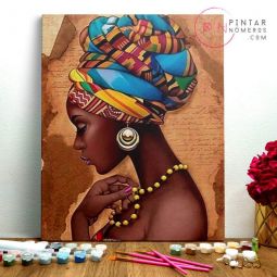 Peinture aux numéros Femme Afrique Pintar Numeros Ikaipaka jeux