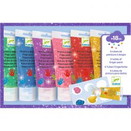 6 tubes Peinture à doigts Paillettes Djeco Ikaipaka jeux &