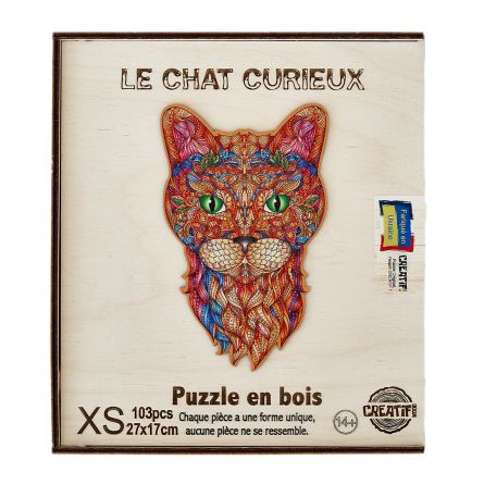 Puzzle en bois Chat Curieux Créatif Puzzle Ikaipaka jeux &