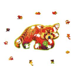 Puzzle en bois Le Panda Roux Créatif Puzzle Ikaipaka jeux &