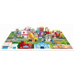 Puzzle 40p Q-BOX - Les Vehicules + livre Sassi Ikaipaka jeux &
