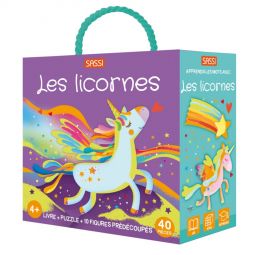 Puzzle 40p Q-Box Les Licornes + livre Sassi Ikaipaka jeux &