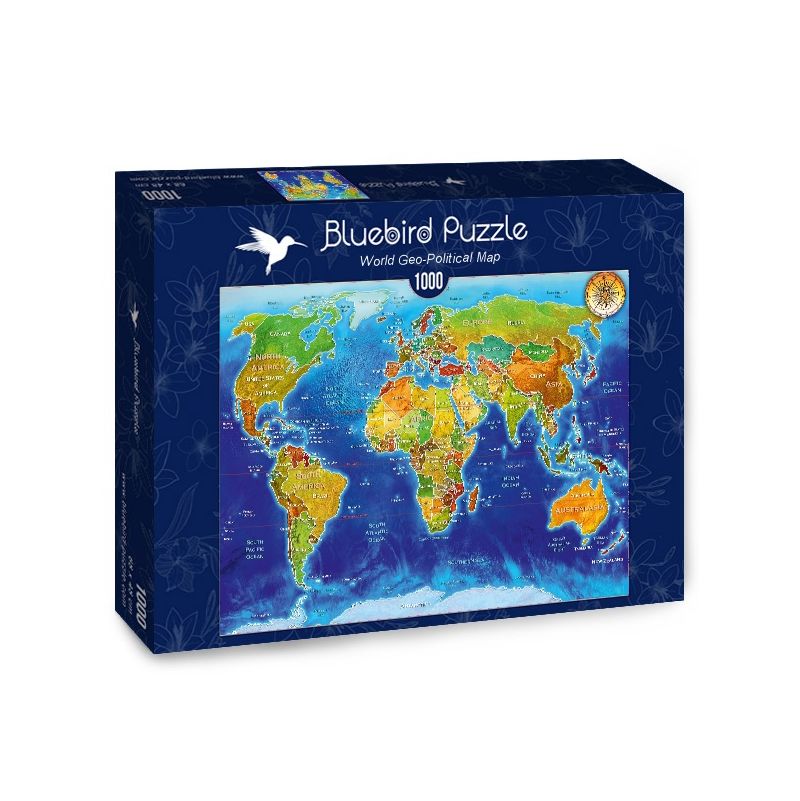 Puzzle 1000p Carte Géo-politique du monde BlueBird Ikaipaka