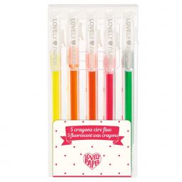 5 Crayons Cire Fluo Djeco Ikaipaka jeux & jouets Royan