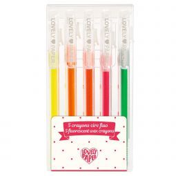5 Crayons Cire Fluo Djeco Ikaipaka jeux & jouets Royan