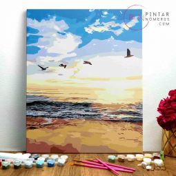 Peinture aux numéros Couché de Soleil avec Mouettes Pintar
