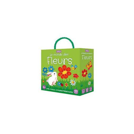 Puzzle 40p Q-Box Les Fleurs + livre Sassi Ikaipaka jeux &