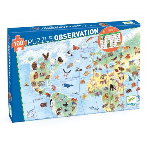 Puzzle Observation 100p Animaux du monde Djeco Ikaipaka jeux &