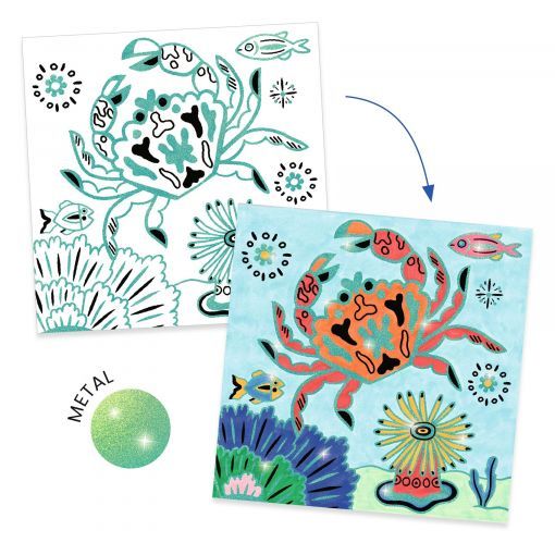 Coloriages brillants Sous la mer Djeco Ikaipaka jeux & jouets