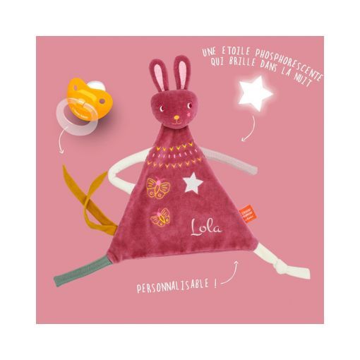 Doudou Z'anepasperdre Lapin Rose L'oiseau Bateau Ikaipaka jeux