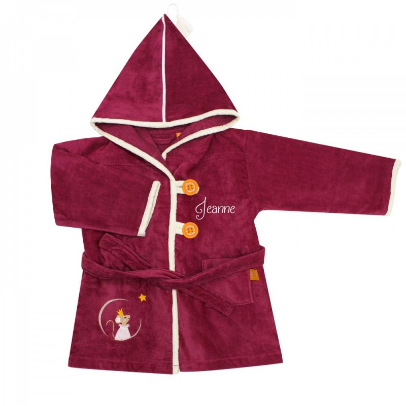 Peignoir de Bain 4/6 ans Souris Framboise L'oiseau Bateau