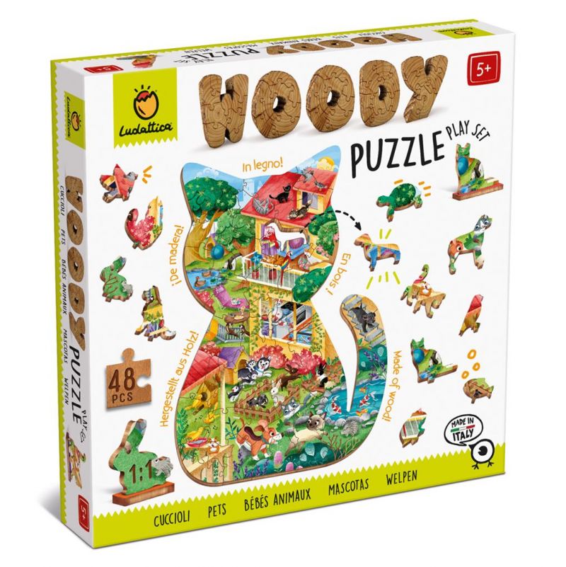Woody Puzzle 48p Animaux Domestiques Ludattica Ikaipaka jeux &