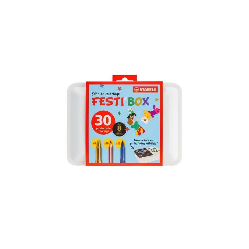 Boite de Coloriage à décorer Festi'Box Stabilo  Ikaipaka jeux &