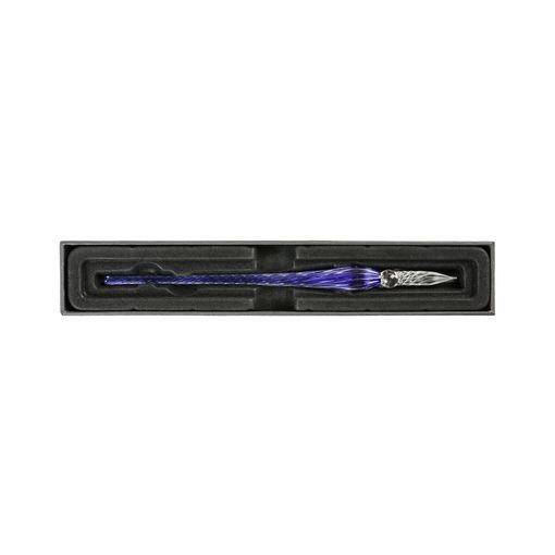 Plume verre torsadée bleu nuit 18cm  Ikaipaka jeux & jouets