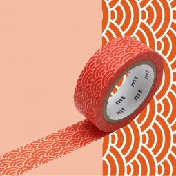 Masking Tape Motif Vague Seigaiha Orange Oz Ikaipaka jeux &