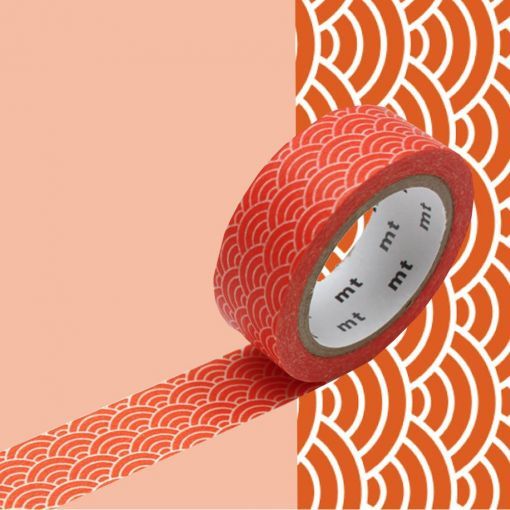 Masking Tape Motif Vague Seigaiha Orange Oz Ikaipaka jeux &