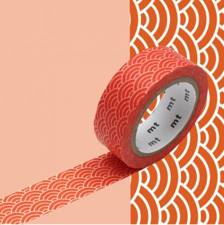Masking Tape Motif Vague Seigaiha Orange Oz Ikaipaka jeux &