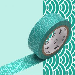 Masking Tape Motif Vague Seigaiha Vert Oz Ikaipaka jeux &
