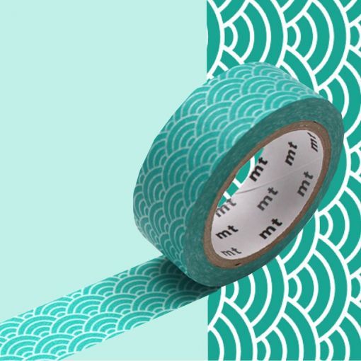 Masking Tape Motif Vague Seigaiha Vert Oz Ikaipaka jeux &