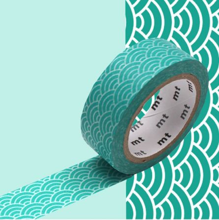 Masking Tape Motif Vague Seigaiha Vert Oz Ikaipaka jeux &