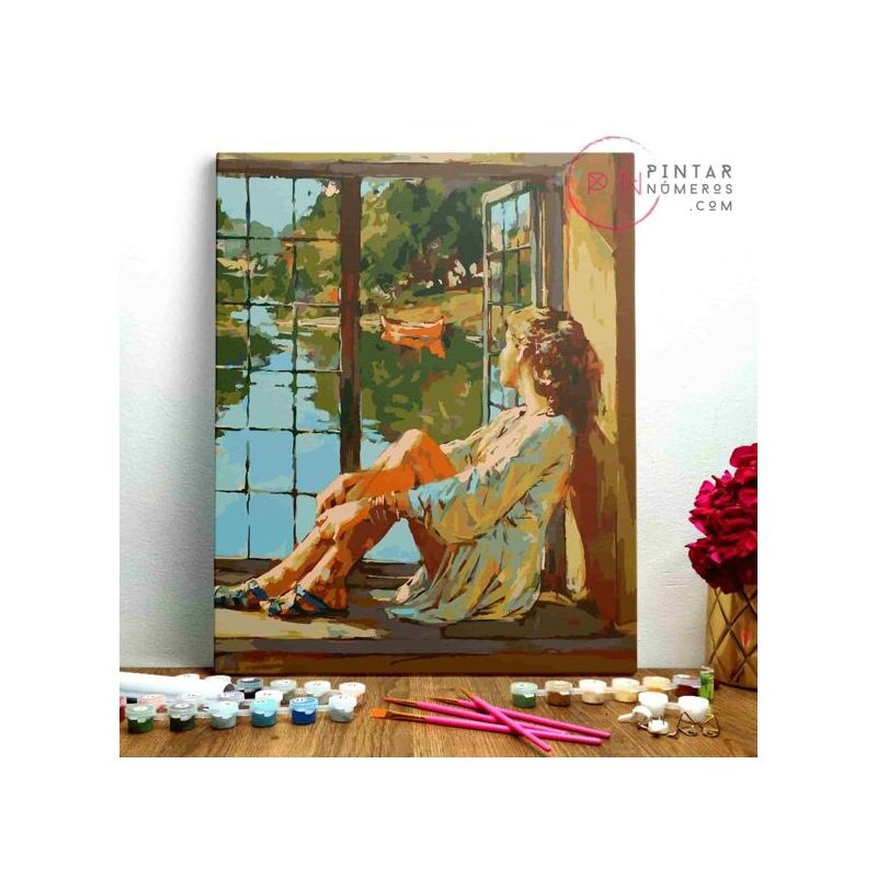 Peinture aux numéros Femme à la fenêtre de P.Hadley Pintar