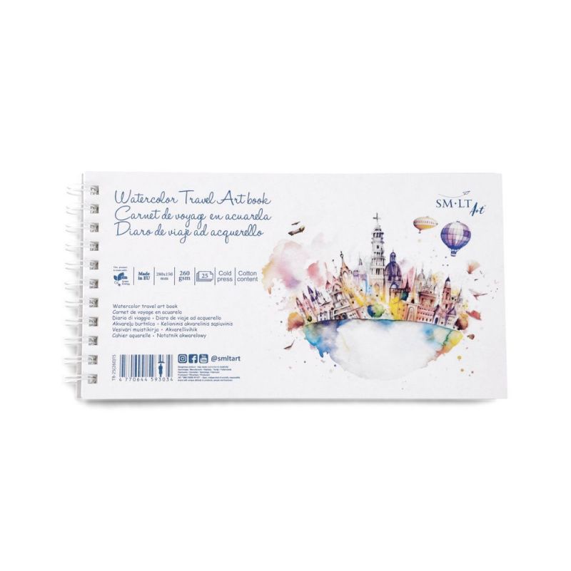 Carnet de Voyage Aquarelle Spirale 15x28cm Oz Ikaipaka jeux &