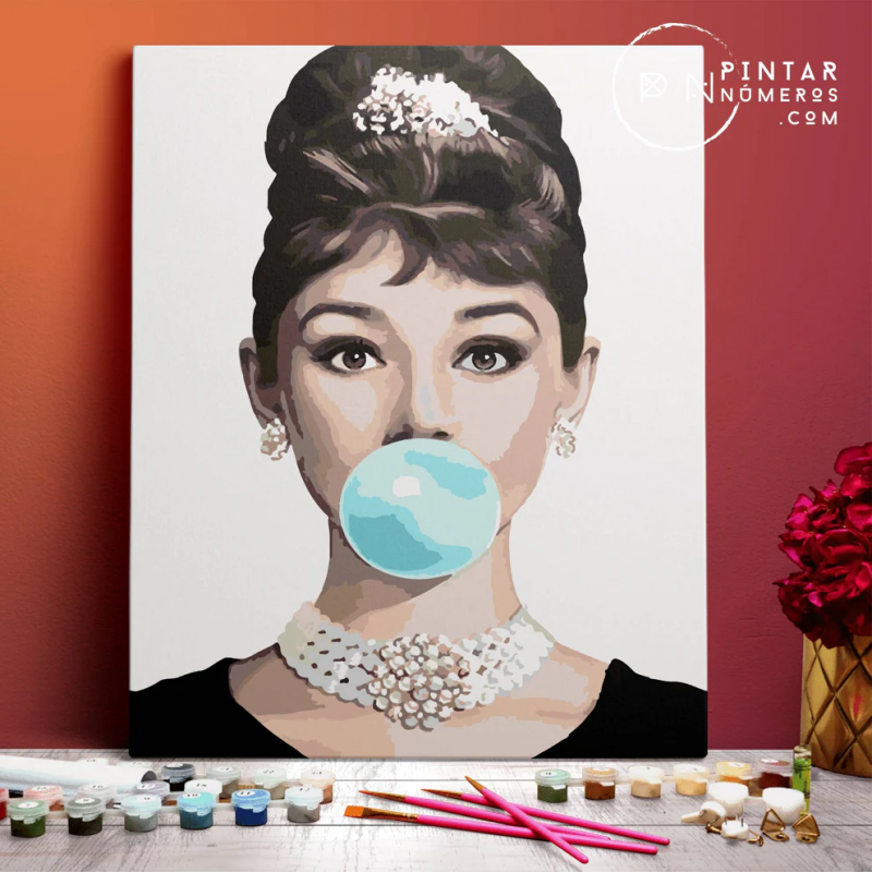 Peinture aux numéros Audrey Hepburn Pintar Numeros Ikaipaka