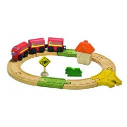Circuit train/voiture ovale - Plan Toys PlanToys Ikaipaka jeux