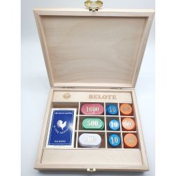 Belote: Coffret en Bois de 90 jetons Chavet Jeux Chavet