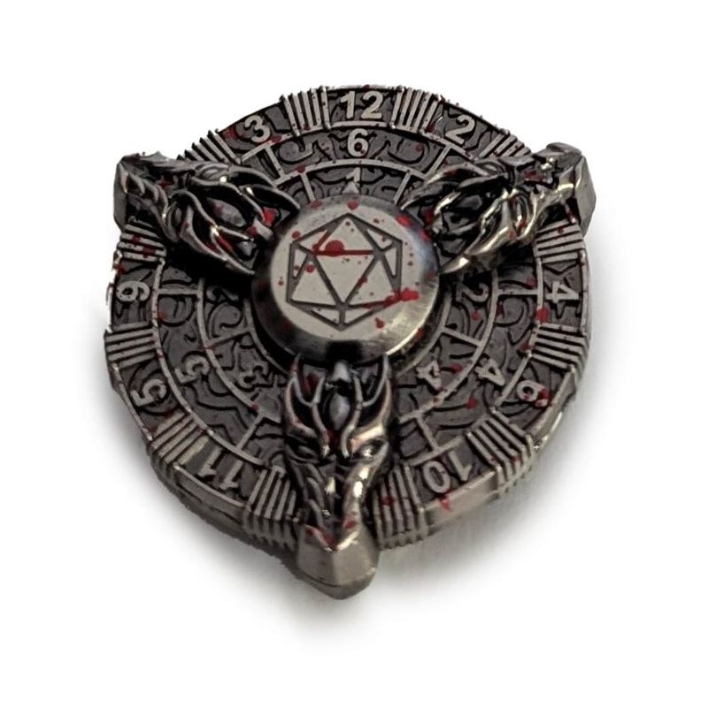 Dé Spinner 7 dés en 1 Tête de Dragon acier et rouge Répliquant