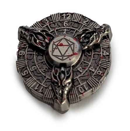 Dé Spinner 7 dés en 1 Tête de Dragon acier et rouge Répliquant