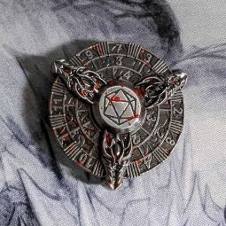 Dé Spinner 7 dés en 1 Tête de Dragon acier et rouge Répliquant