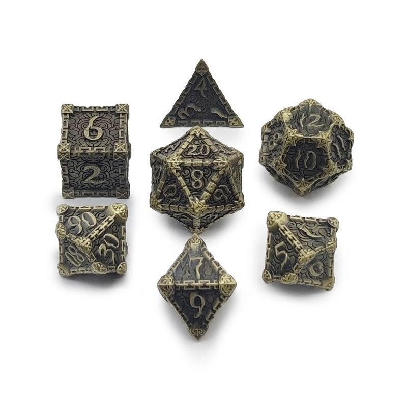 Set de 7 dés Mythologic Antic-Bronze Répliquant Ikaipaka jeux &