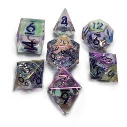 set de 7 dés Stardust Iridescent paillettes mouvantes