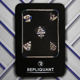 Set de 7 dés Lines Nickel Paillettes bleues Répliquant Ikaipaka