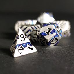 Set de 7 dés Lines Nickel Paillettes bleues Répliquant Ikaipaka