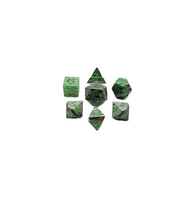 Set de 7 dés Lines vert Fluo Répliquant Ikaipaka jeux & jouets