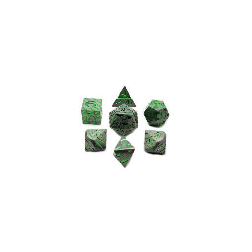 Set de 7 dés Lines vert Fluo Répliquant Ikaipaka jeux & jouets